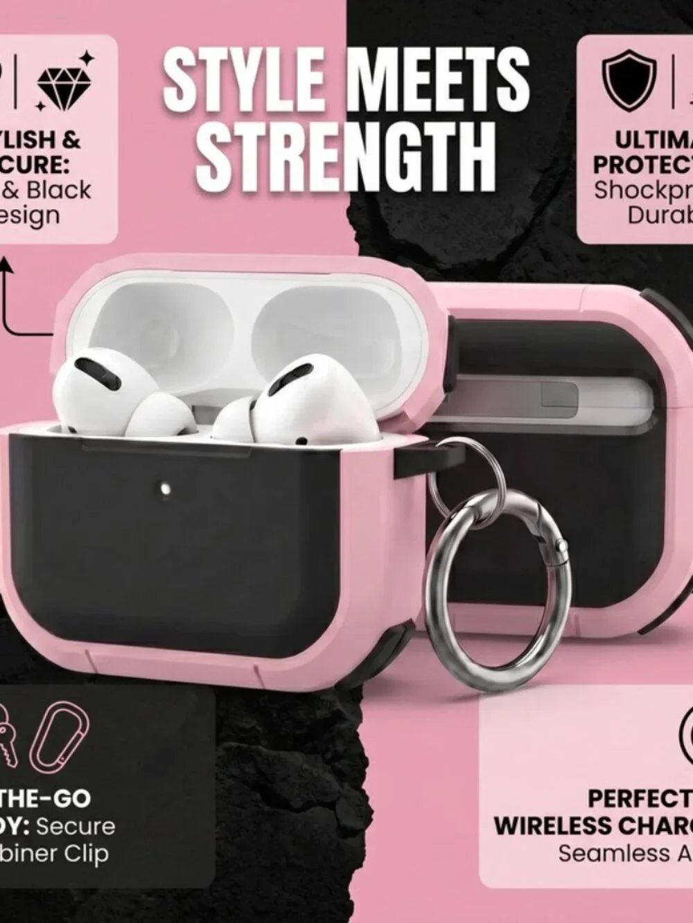 Pink AirPods Pro Heavy Duty Case - Shockproof Armor Cover